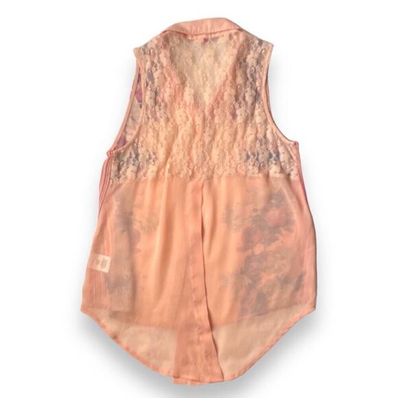 Bongo Vintage Floral Semi-Sheer Top Sz XL - Picture 5 of 12